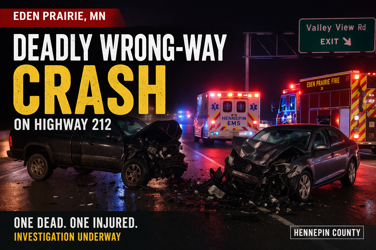 Eden Prairie Fatal on Hwy 212 After Wrong-Way Crash