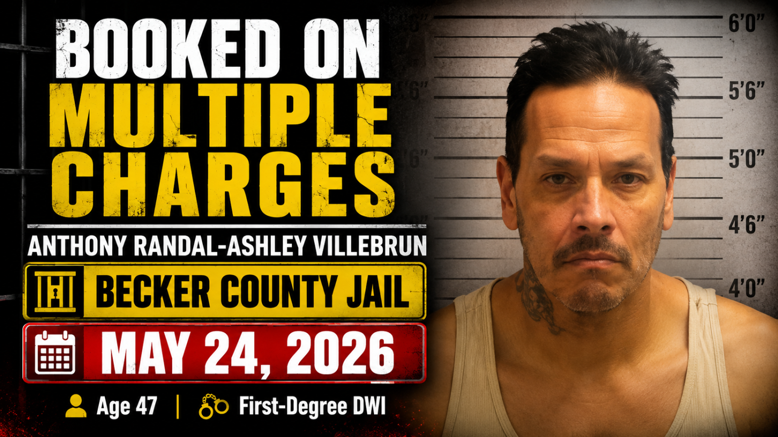 Becker County Books Anthony Villebrun on DWI