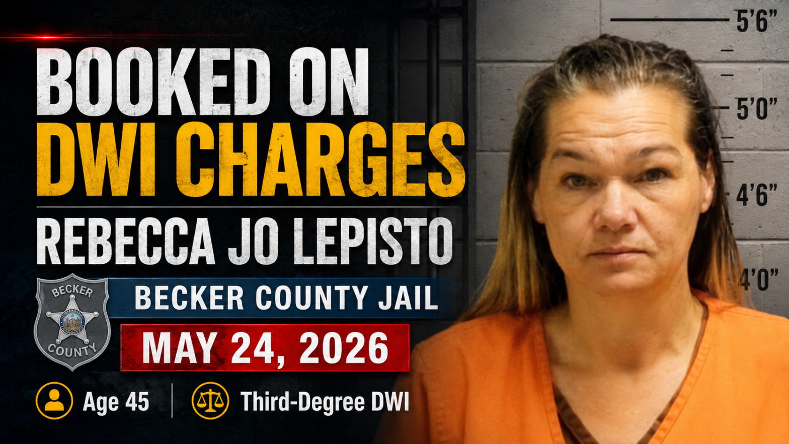 Becker County DWI Booking: Rebecca Lepisto