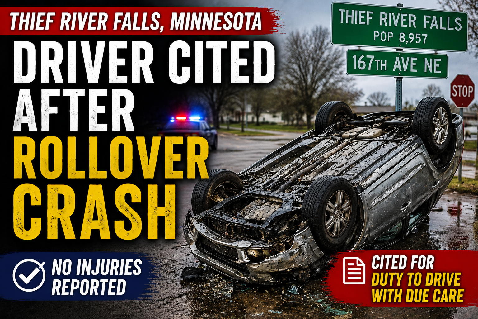 Brainerd Man Cited After Rollover Crash
