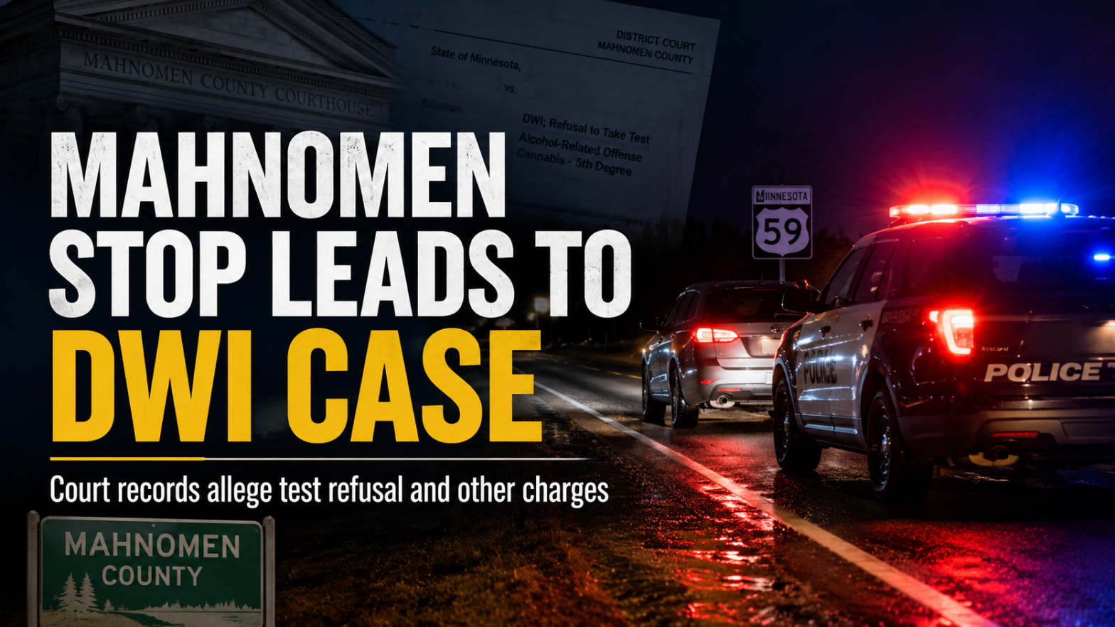 Mahnomen DWI Refusal Case Filed After Stop