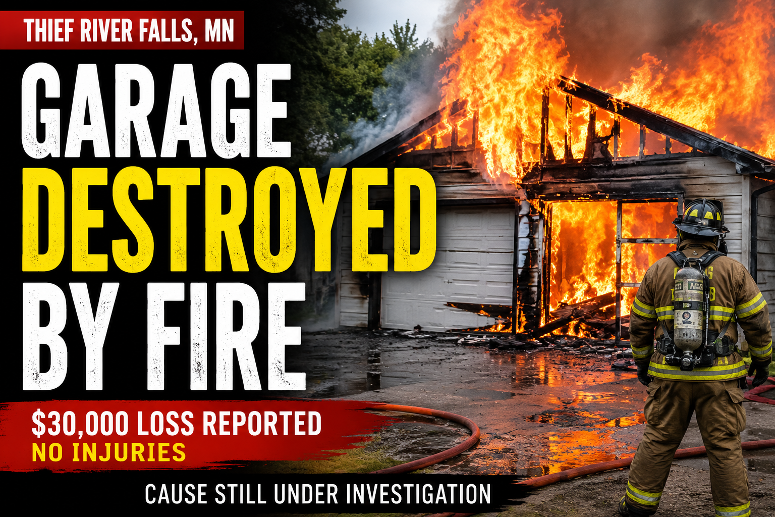 Rural Thief River Falls Garage Fire Causes $30K Loss