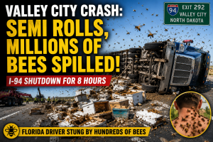 Valley City Semi Rollover Spills Millions of Bees