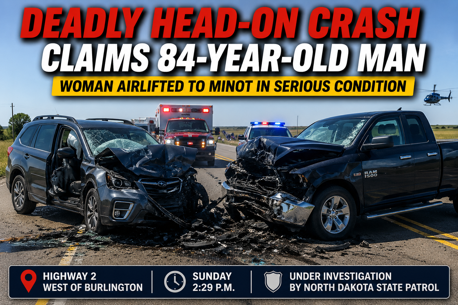 Burlington Head-On Crash Kills 84-Year-Old