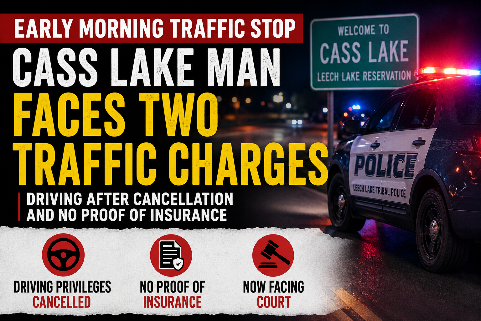 Cass Lake Man Faces Driving-After-Cancellation Charge