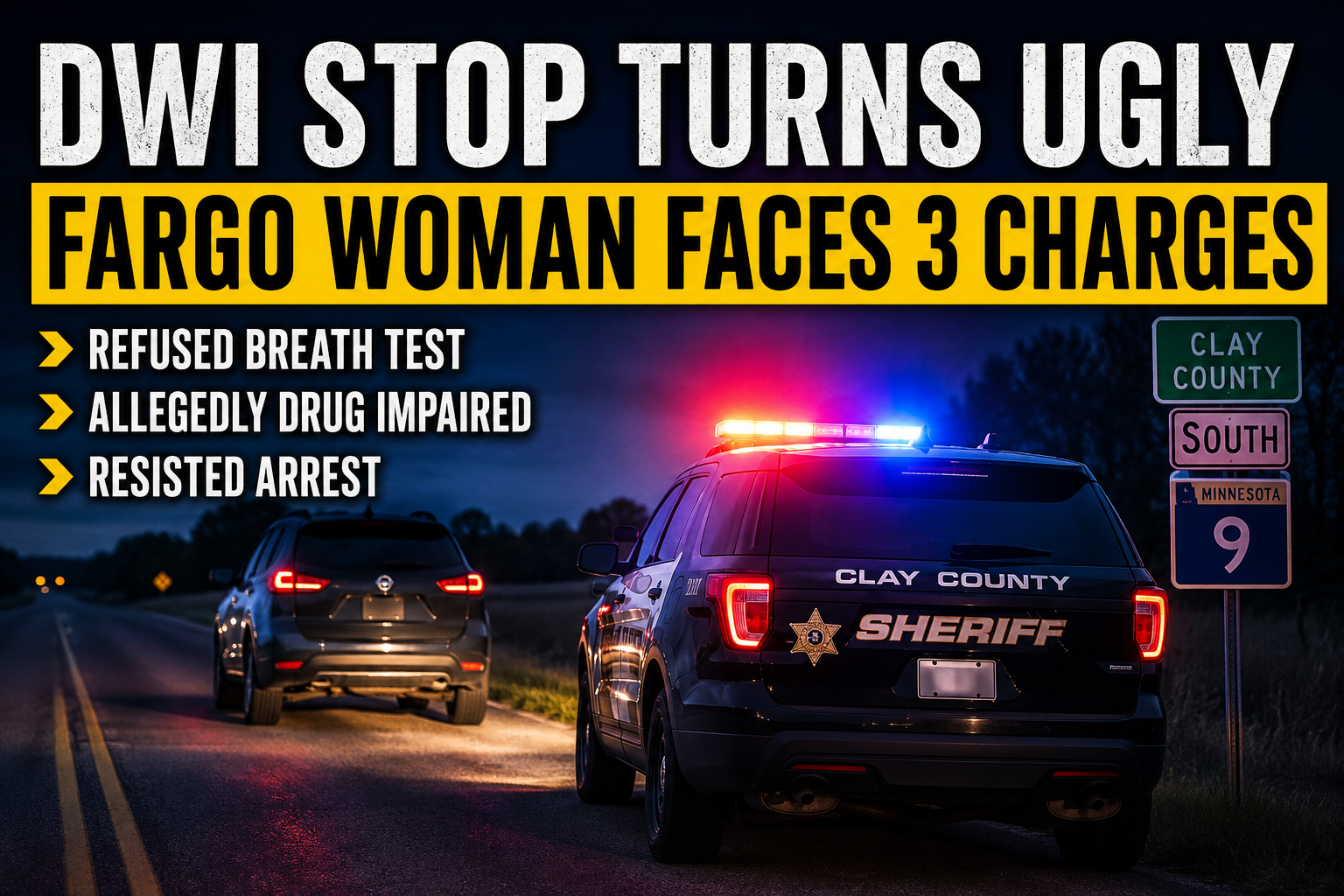 Clay County DWI Stop Leads to Three Charges