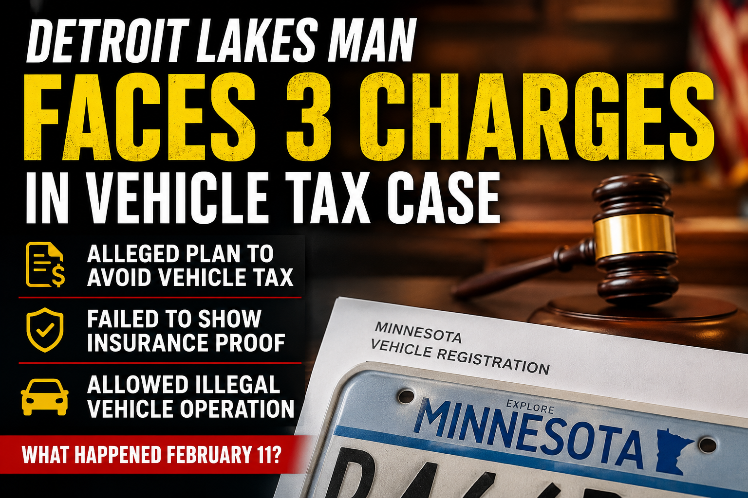 Detroit Lakes Man Charged In Vehicle Tax Case