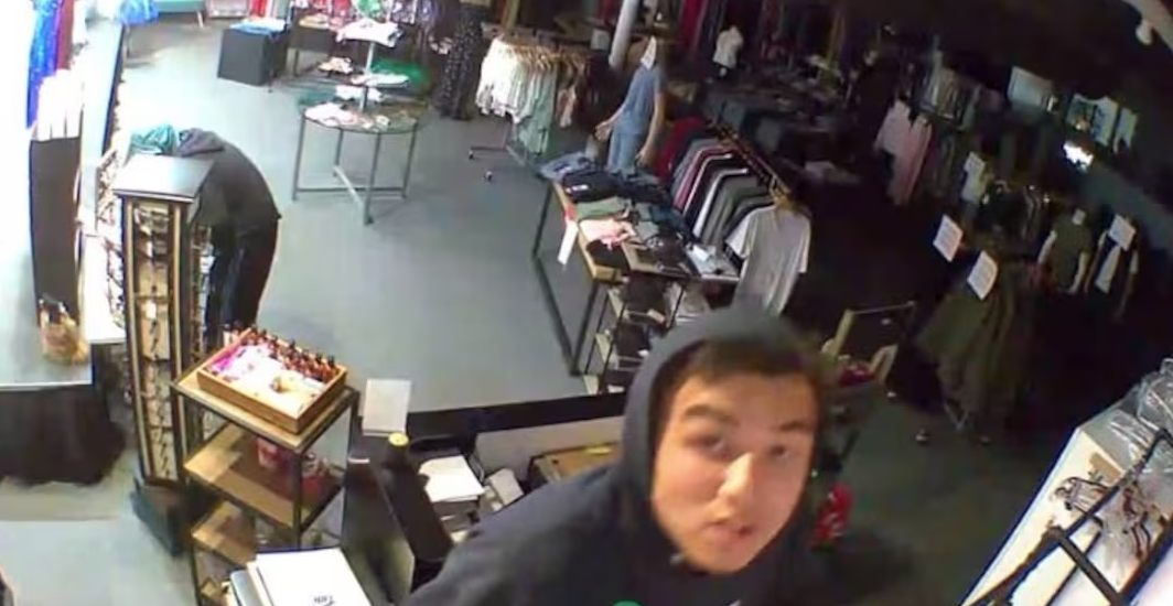 Surveillance image of a person sought in the Grand Forks dress shop burglary