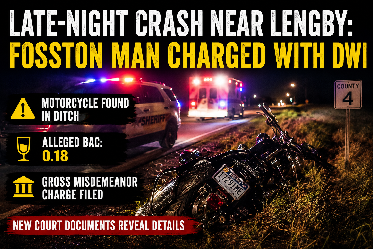 Lengby Motorcycle Crash Leads to DWI Charge