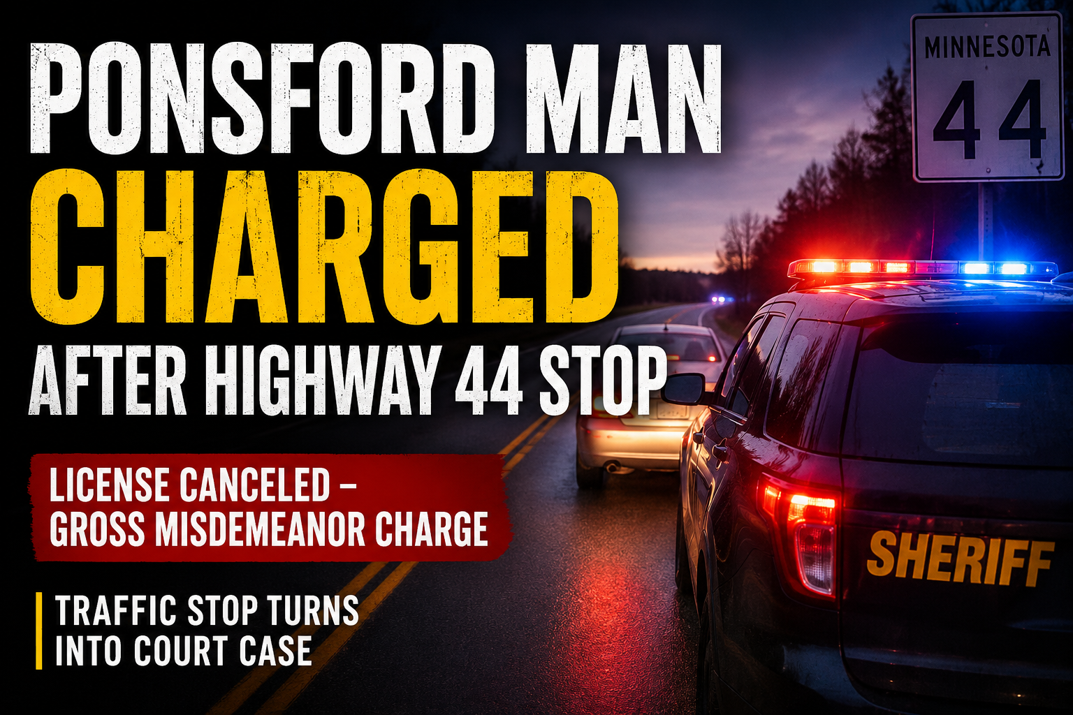 Ponsford Man Charged After Highway 44 Stop