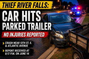 Thief River Falls Car Hits Parked Trailer