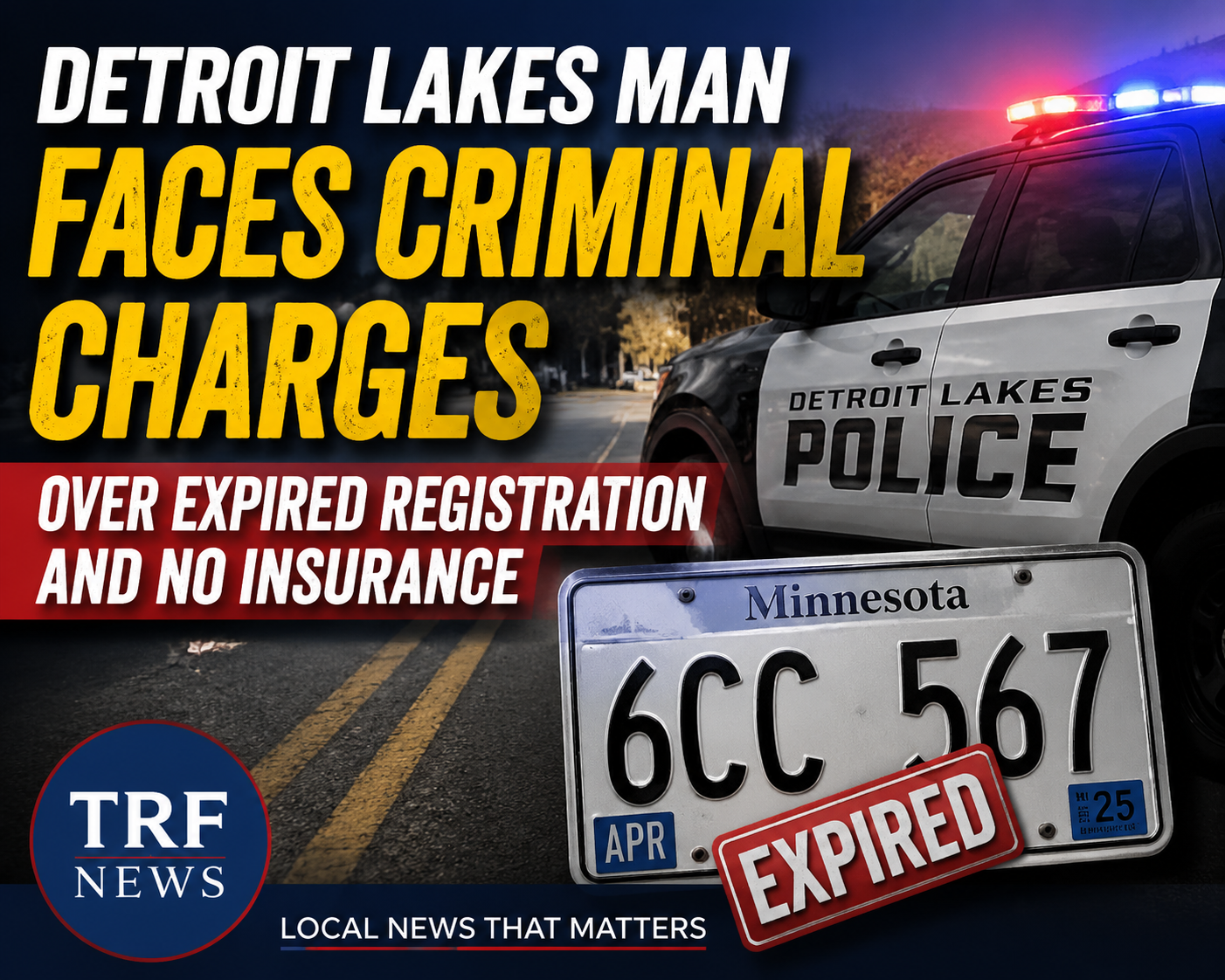 Detroit Lakes Man Charged Over Vehicle Registration