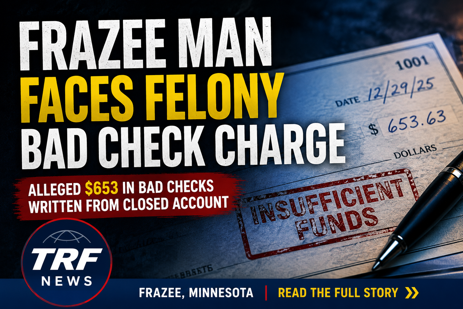 Frazee Man Charged in $653 Bad-Check Case