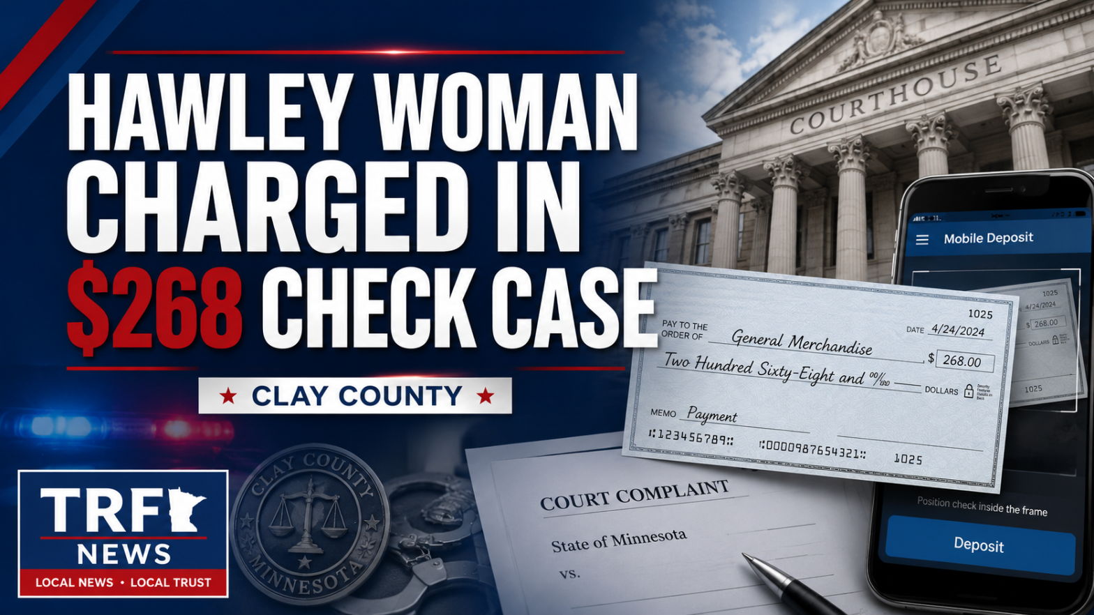 Hawley Woman Charged in $268 Check Case