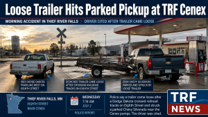Thief River Falls Trailer Strikes Parked Pickup