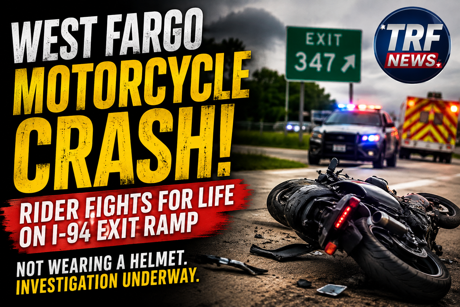 West Fargo Rider Critically Hurt in I-94 Crash