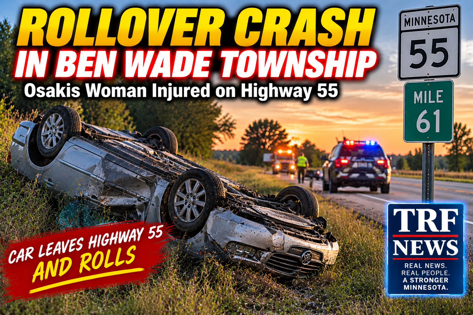 Ben Wade Township Rollover Injures Osakis Woman