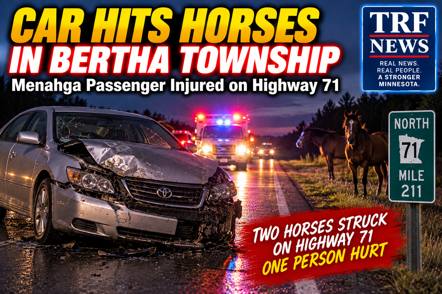 Bertha Township Crash Injures Menahga Passenger