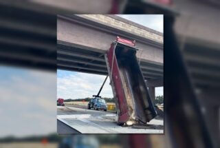 Bismarck Dump Truck Strikes I-94 Structure
