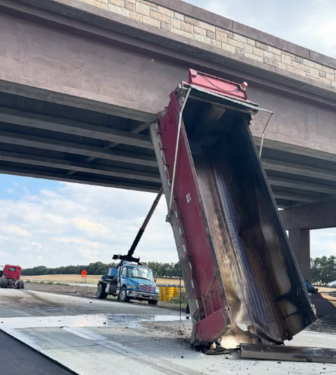 Bismarck Dump Truck Strikes I-94 Structure