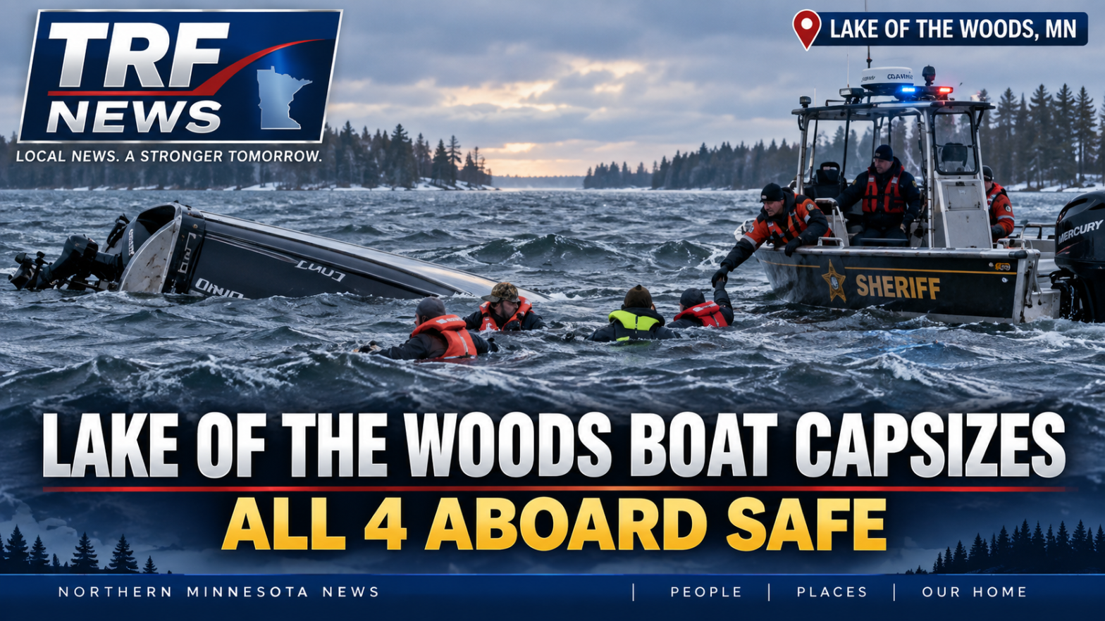 Lake of the Woods Boat Capsizes; All 4 Aboard Safe
