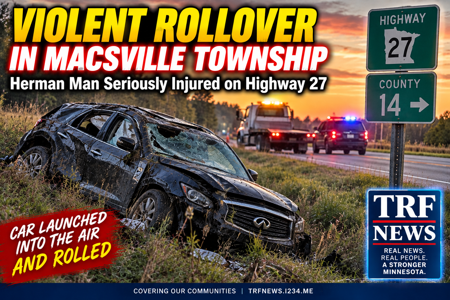 Macsville Township Rollover Injures Herman Man