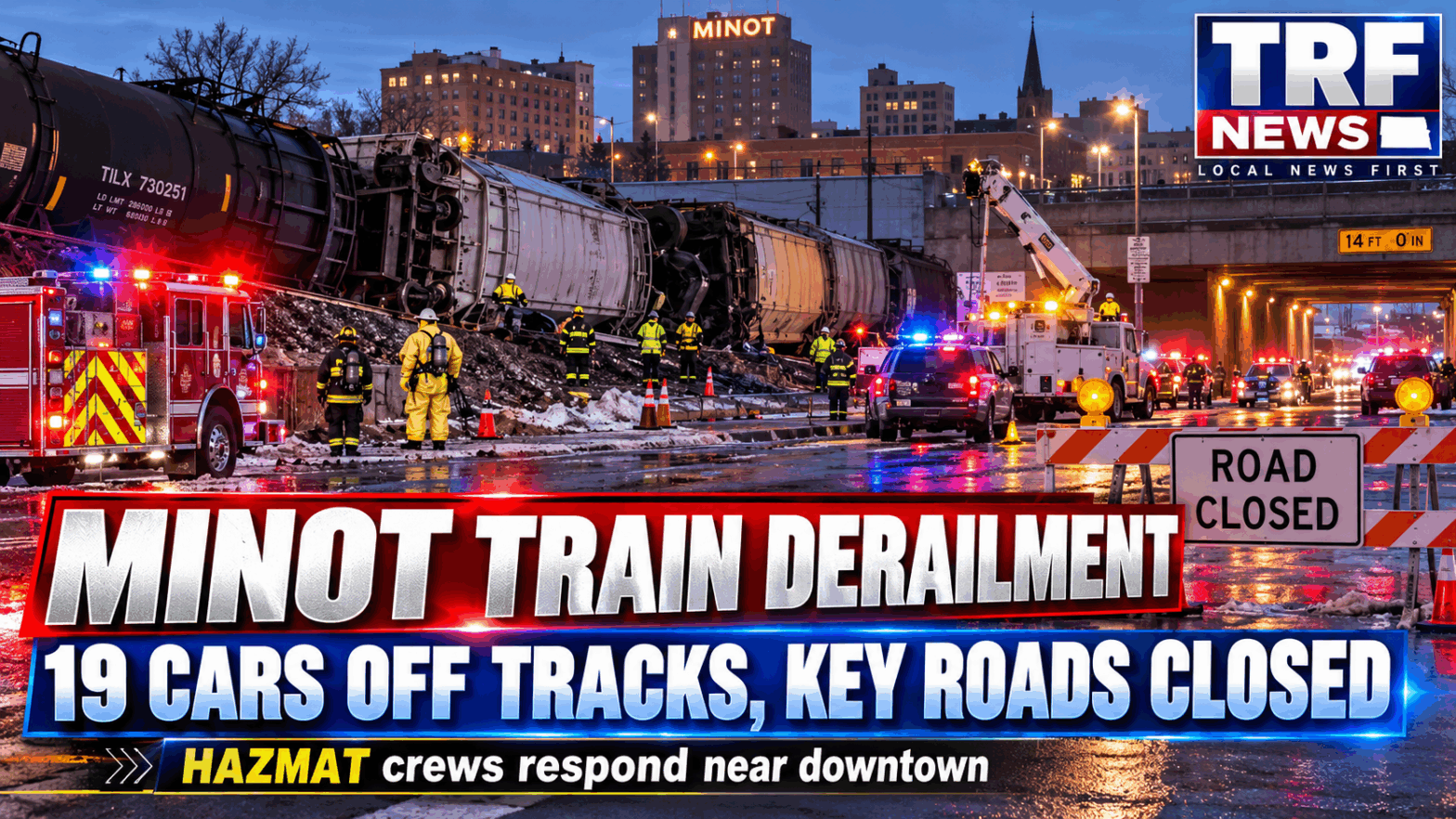 Minot Train Derailment Shuts Roads Near Downtown