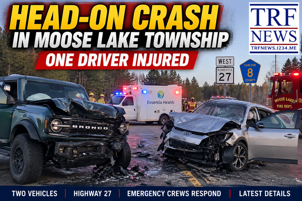 Moose Lake Township Head-On Crash Injures Driver