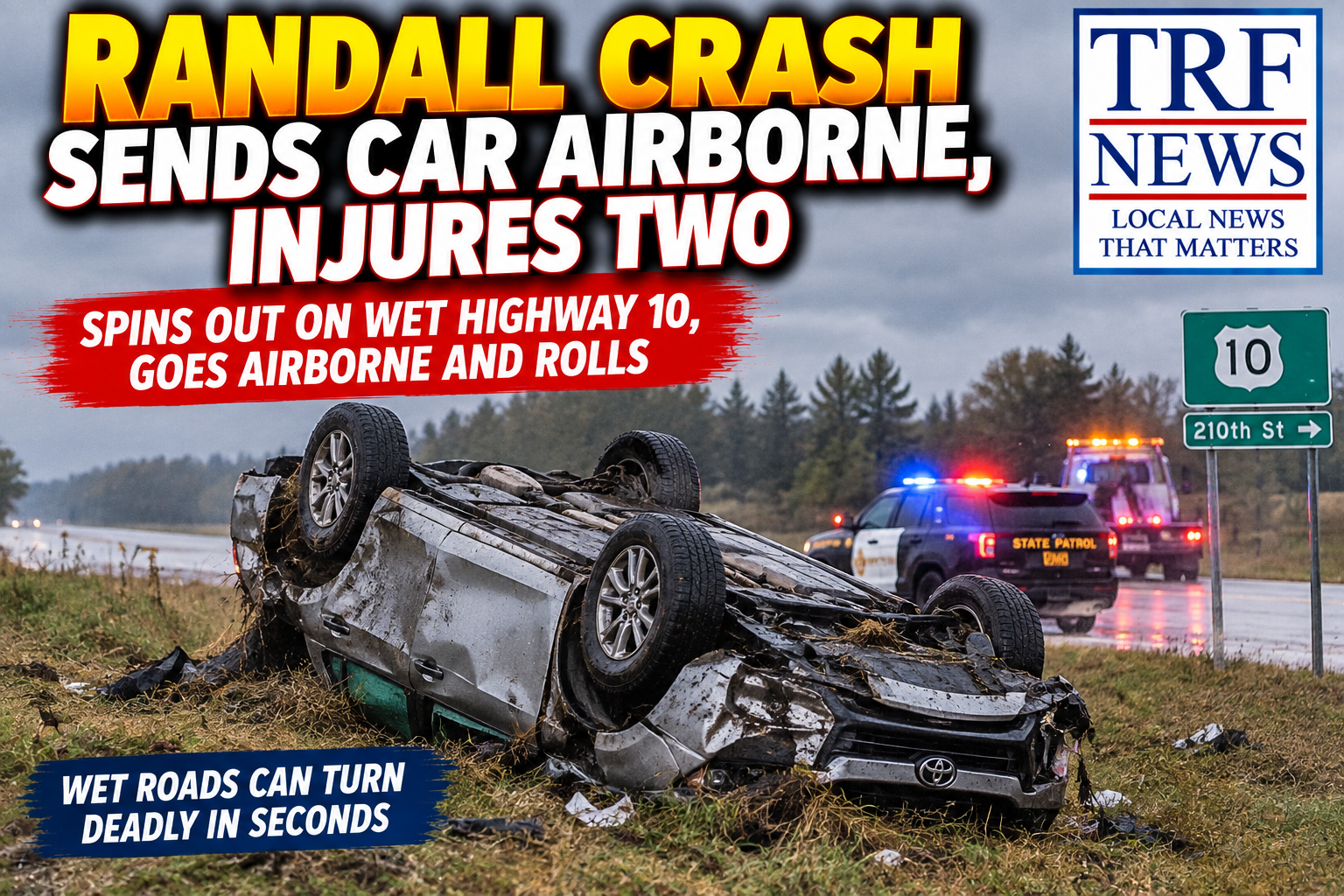 Randall Crash Sends Car Airborne, Injures Two