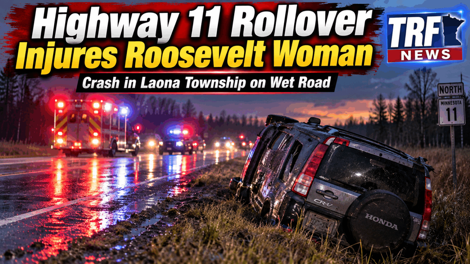 Roseau County Rollover Injures Roosevelt Woman