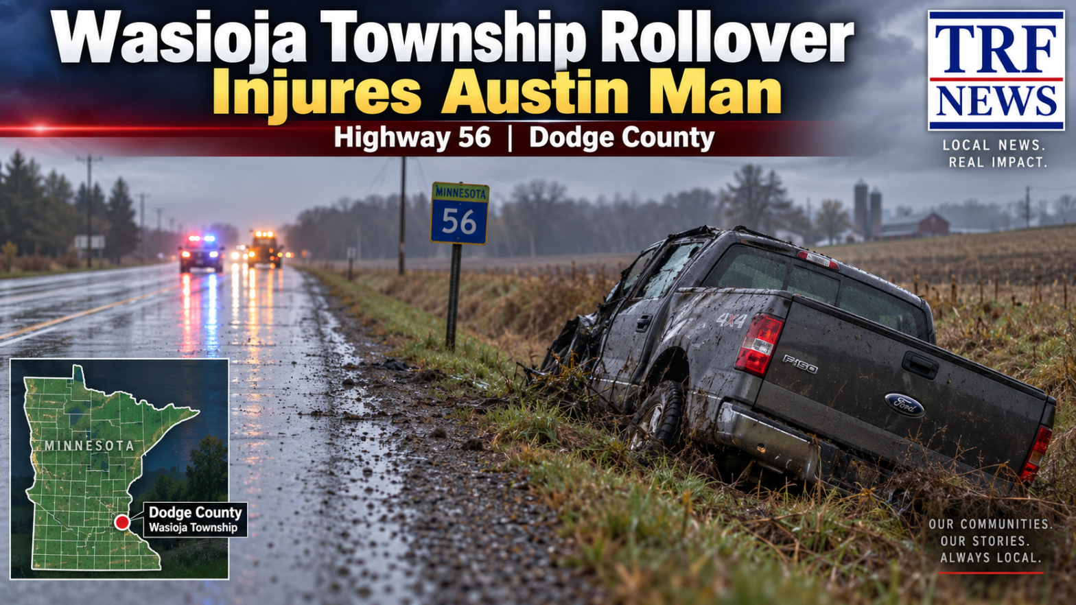 Wasioja Township Rollover Injures Austin Man
