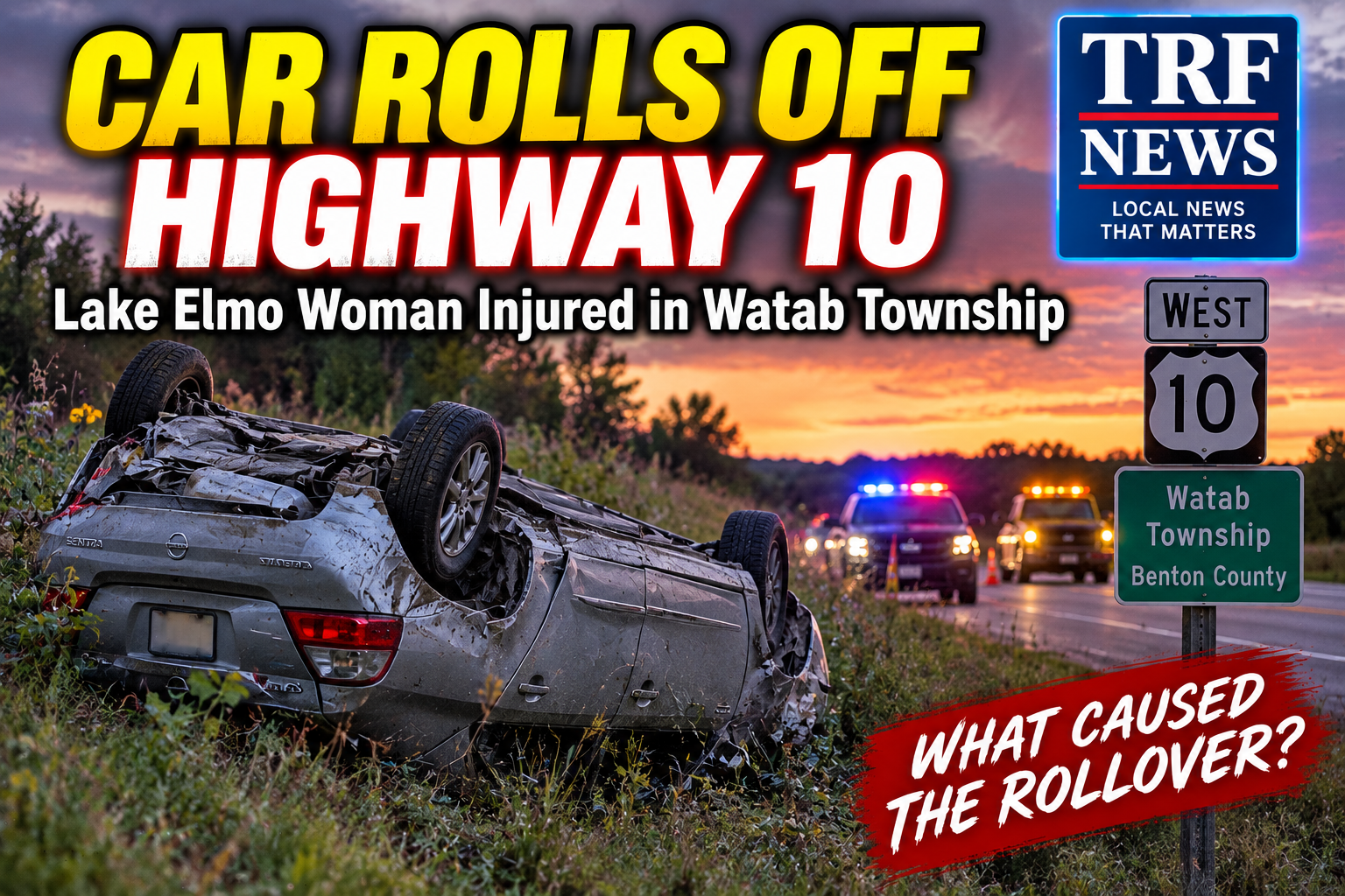 Watab Township Rollover Injures Lake Elmo Woman