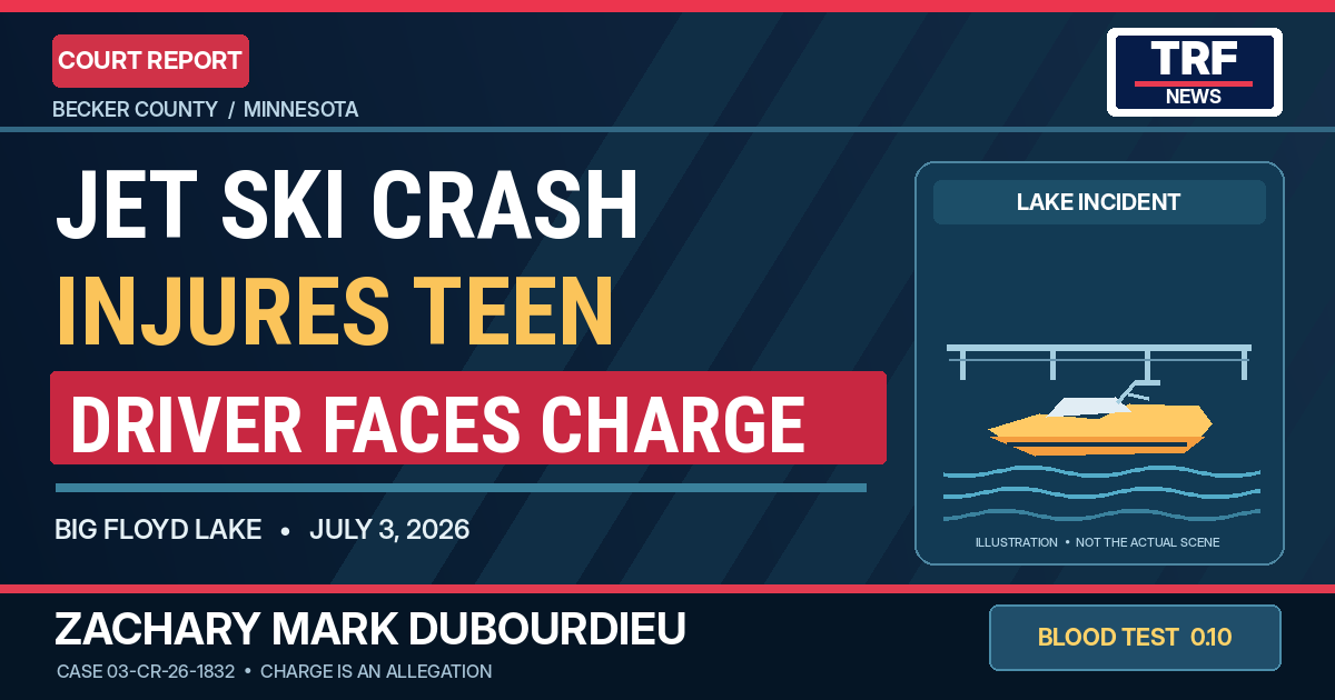 Becker County Jet Ski Crash Injures Teen; Driver Charged
