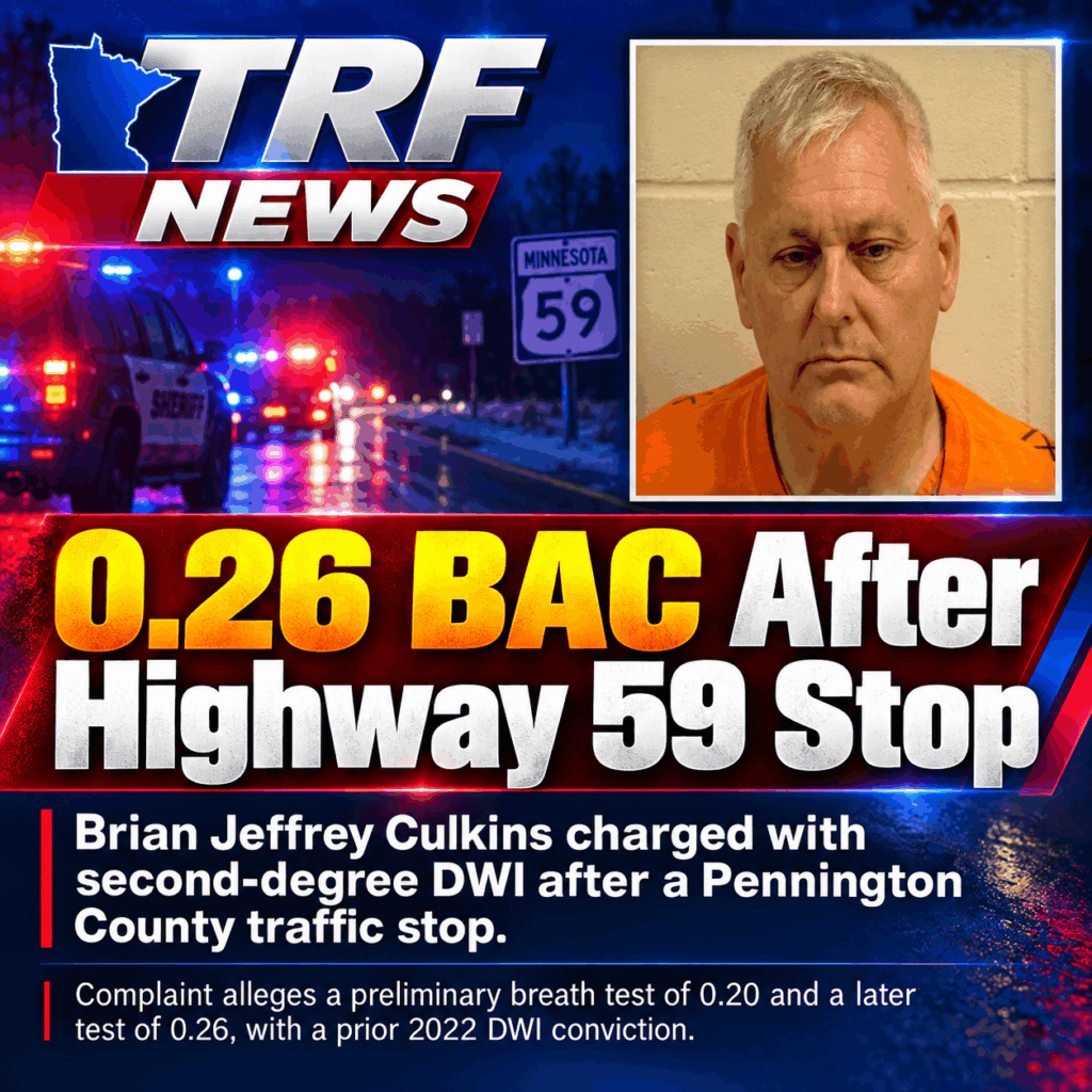 Pennington County: Man Charged After 0.26 DWI Test