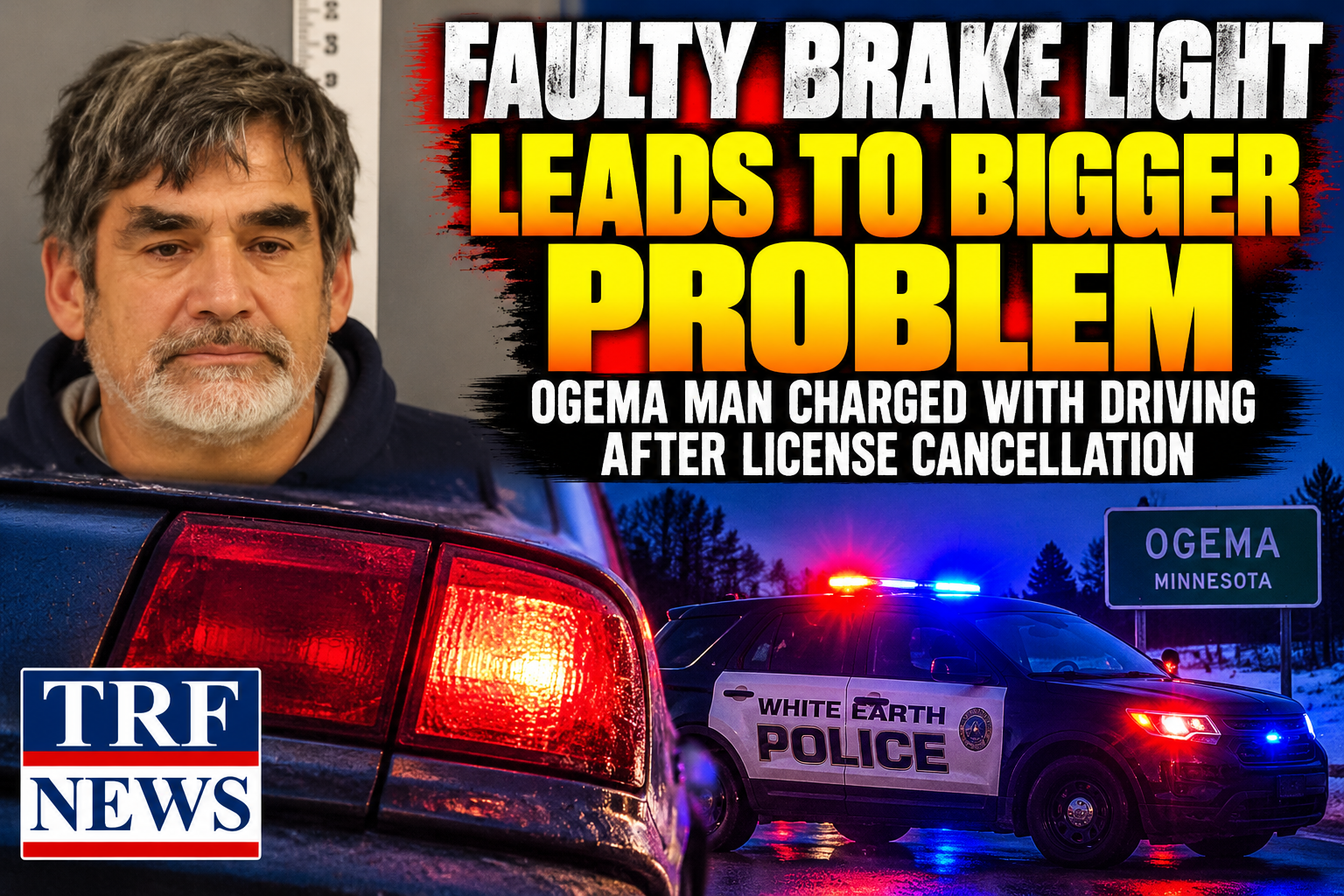 Ogema Man Charged After Traffic Stop for Faulty Brake Light