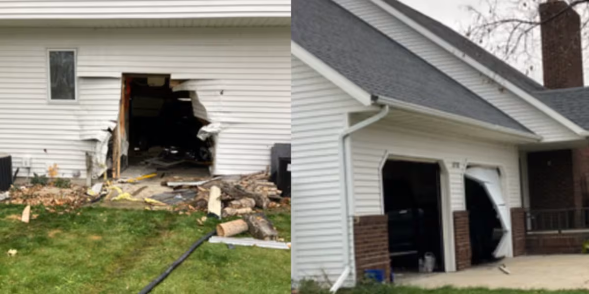 Moorhead: Car Crosses Yards, Slams Into Garage