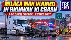 Freight truck and pickup collision near Highway 10 and County Road 29 in Sauk Rapids Township