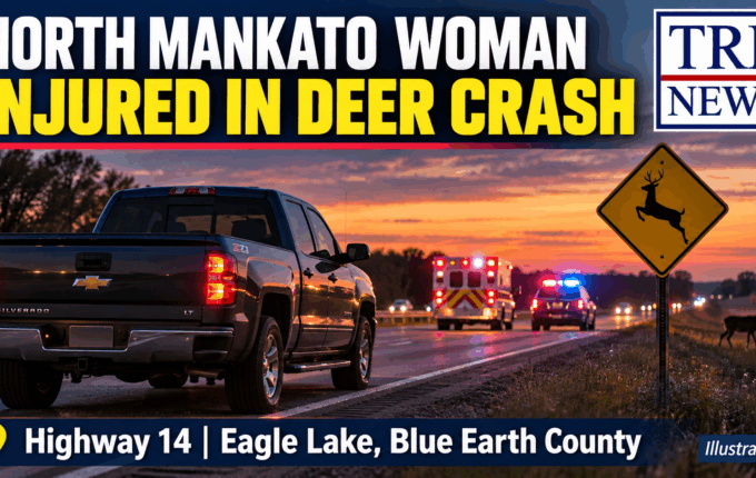 Highway 14 deer collision near Eagle Lake in Blue Earth County