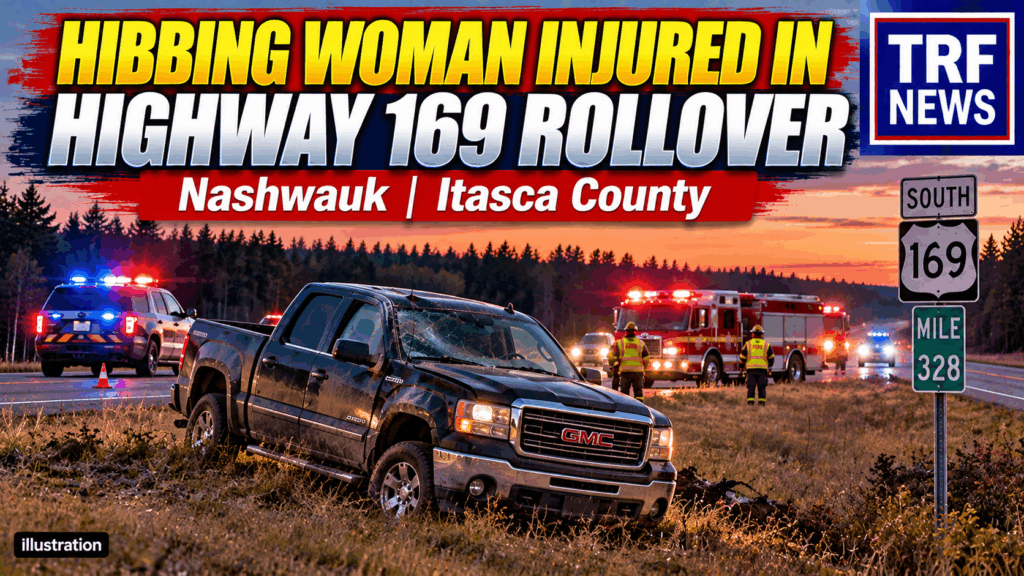 Highway 169 GMC Sierra rollover near Nashwauk in Itasca County
