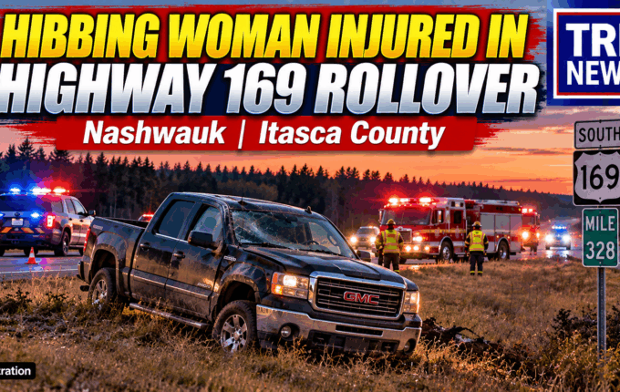 Highway 169 GMC Sierra rollover near Nashwauk in Itasca County