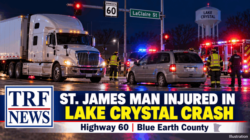 Semi-truck and minivan crash on Highway 60 near LaClaire Street in Lake Crystal Minnesota