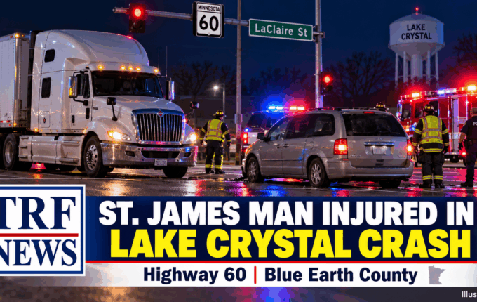 Semi-truck and minivan crash on Highway 60 near LaClaire Street in Lake Crystal Minnesota