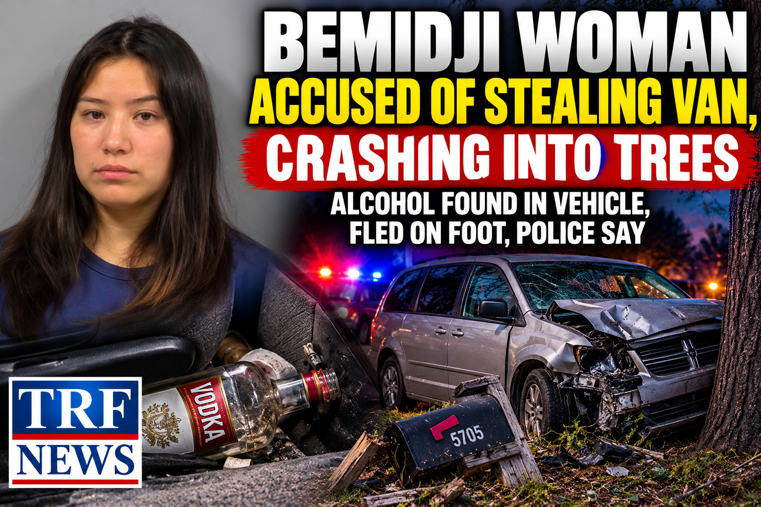 Bemidji Woman Accused of Stealing Van, Crashing Into Trees