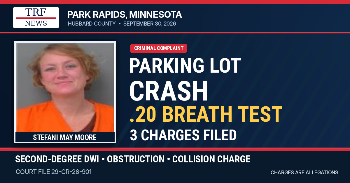 Park Rapids Woman Charged After Crash, .20 Breath Test