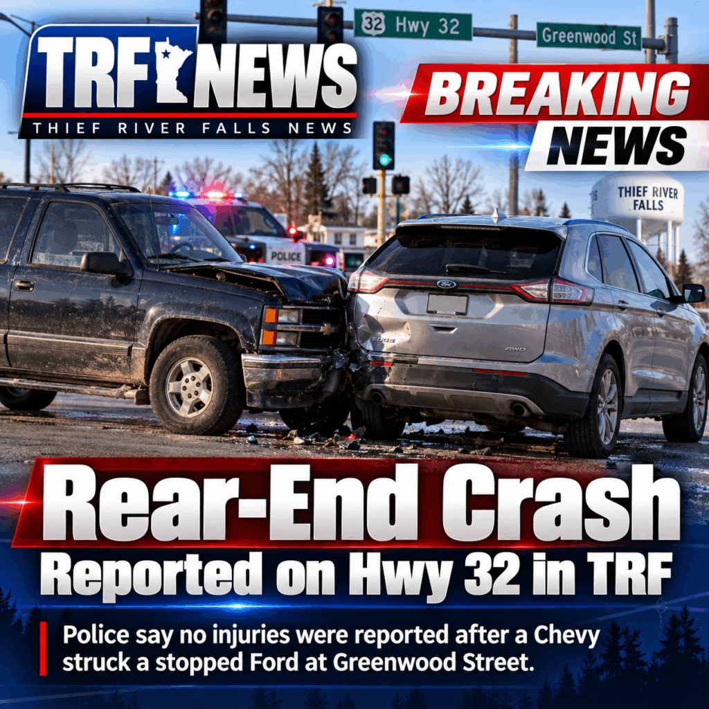 Thief River Falls: Rear-End Crash Reported on Hwy 32