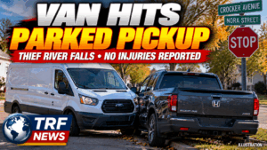 Thief River Falls: Van Hits Parked Pickup Near Stop Sign