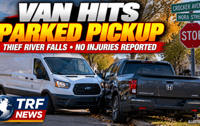 Thief River Falls: Van Hits Parked Pickup Near Stop Sign