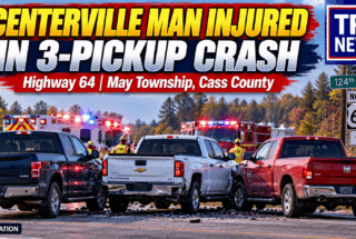Three-pickup collision on Highway 64 near 124th Street Southwest in May Township