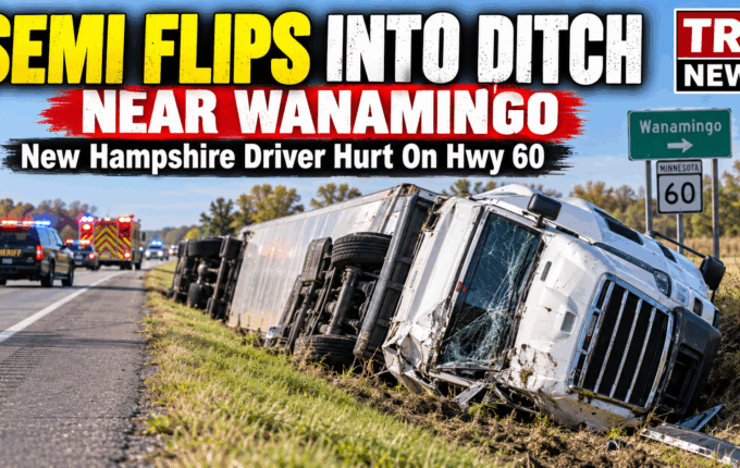 Wanamingo Semi Rollover on Highway 60 Injures Driver